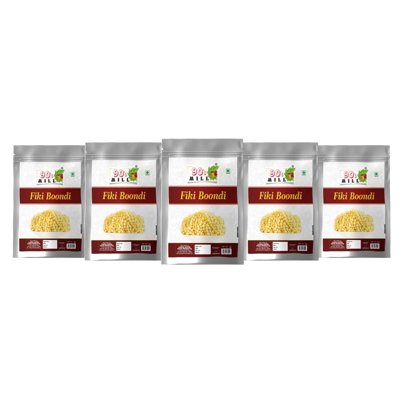 90's MILL Rajawadi Plain Boondi | Boondi For Raita Boondi Nugre | Fiki Boondi Nukti Bundi | Healthy and Hygenic | No Artificial Colours | No Preservatives Vegetarians Snack-1Kg*5Pack