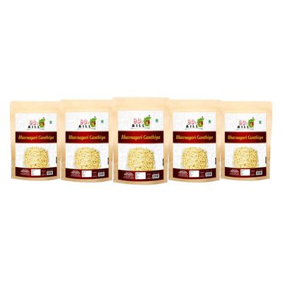 90's MILL Classic Rajkot Bhavnagari Ganthiya Gujarati Gathiya | Organic whole Spices | Fried in Cold Pressed Groundnut Oil Organic Namkeen | Healthy Indian Snacks No Preservatives-1Kg*5Pack