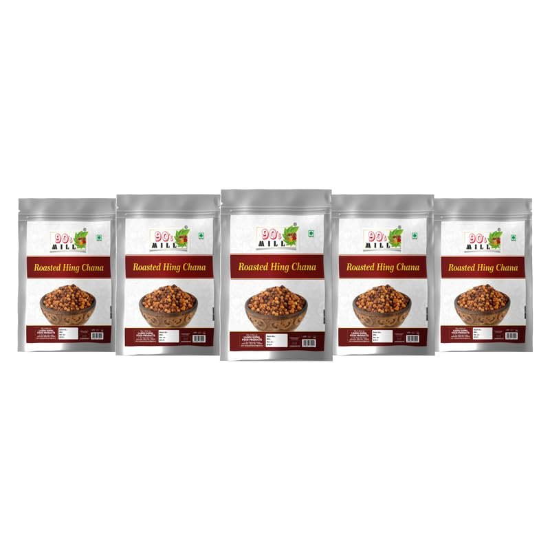 90's MILL Bhuna Chana with Hing & Cumin | Roasted Masala Chana | Guilt Free & Healthy Snack | Sand Roasted & Low Fat Oil Free Ready to Eat Tasty Lightly Spicy Low GI Namkeen Snack-850g*5Pack