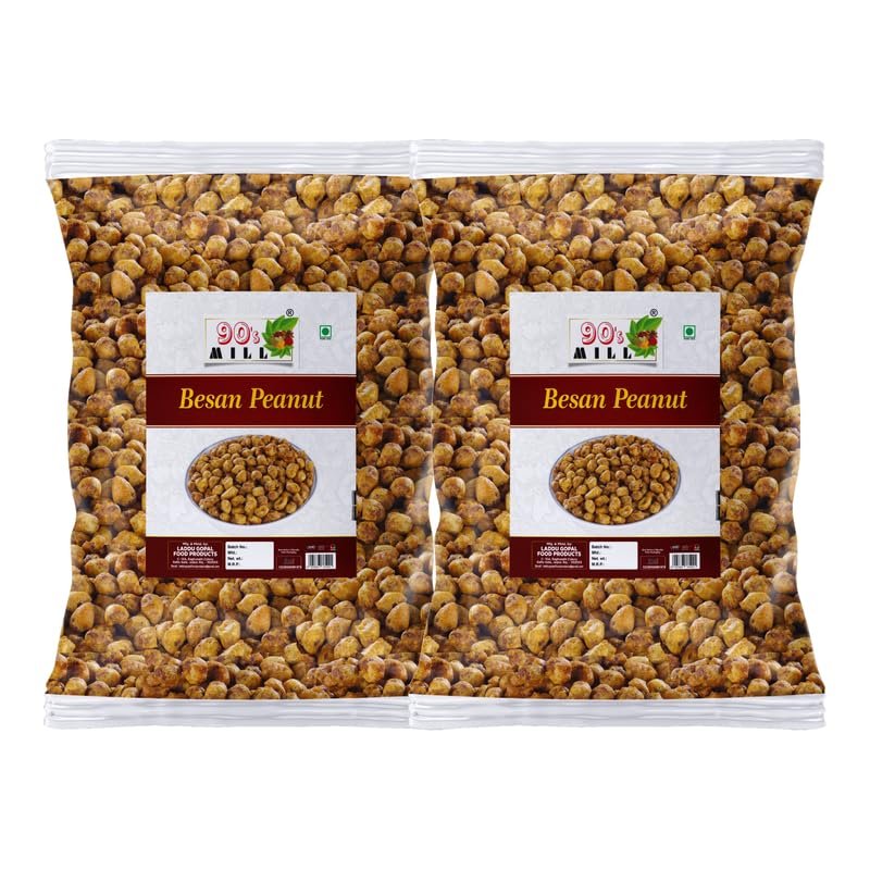 90's MILL Authentic Bikaneri Spicy Coated Peanuts Nut Cracker - Indian Namkeen Snack - Chatpata Masala Mungfali | Special Masala Kadalai (Peanuts Pakoda) Ready to Eat Savoury Snack-850g*2Pack
