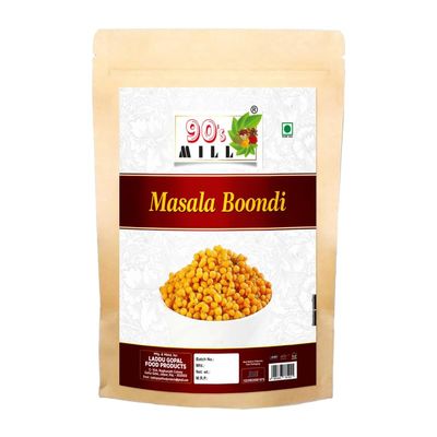 90's MILL Aslee Marwadi Tikhi Boondi Charkhi Boondi Raita Boondi Snacks Masala Bundi Spicy & Crunchy Snacks | Organic Masala Boondi for Raita Dahi Bhalla/Dahi Papdi Chaat Nukti-1Kg*1Pack
