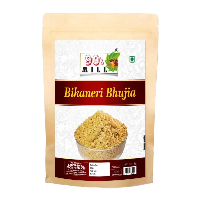 90's MILL Authentic Bikaneri Bhujia Low Fat bikaneri bhujia sev Namkeen with Dew beans,gram flour and indian Spices||All time favourite indian snacks/Namkeen||Ready to eat Namken-900g*1Pack