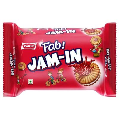 Parle Fab Jam-In Mixed Fruit Sandwich Biscuits, 495G - Flavoured, Strawberry