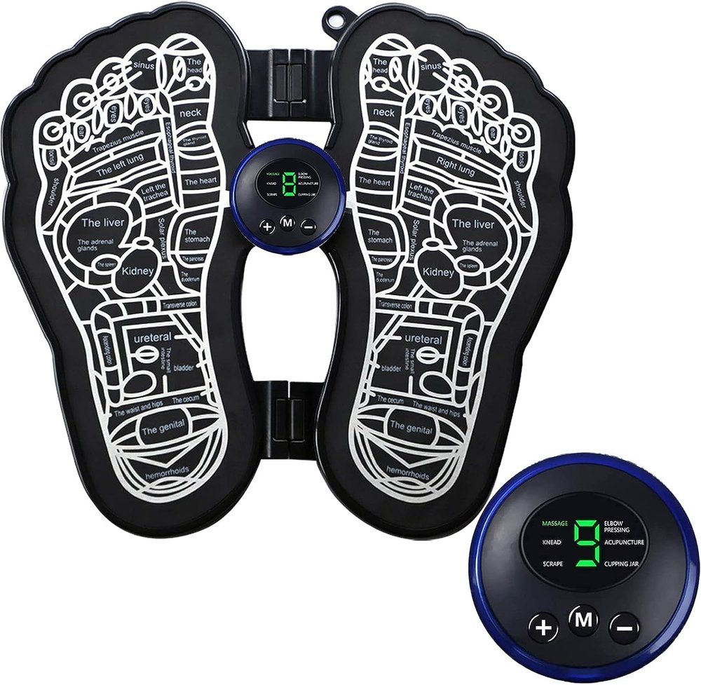 HEYOL Electric Foot Massager Pain Relief Mat Automatic Wireless Folding Massager for Foot,Legs,Hand Muscle Stimulator Therapy Mat for Men and Women (Multicolor,Set of 1)