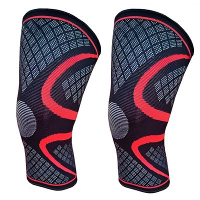 3D Knee cap Compression Support for Gym Running Cycling Sports Jogging Workout Pain Relief Exercise (XL, RED, PACK OF 1 PAIR)