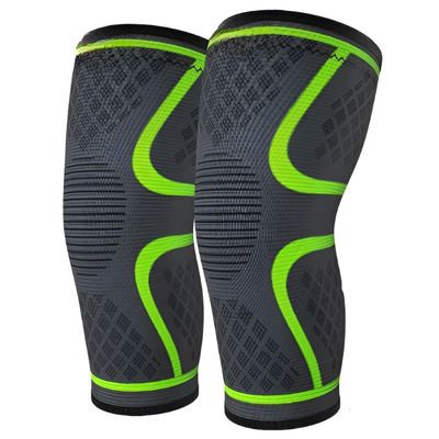 3D Knee cap Compression Support for Gym Running Cycling Sports Jogging Workout Pain Relief Exercise (MEDIUM, GREEN, PACK OF 1 PAIR)