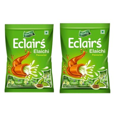 Derby Eclairs | Pack Of 2 | 350 Gram Pack (100Pcs in Each Poly | ( Elaichi Eclairs), cardamom