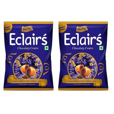 Derby Eclairs | Pack Of 2 | 350 Gram Pack (100Pcs in Each Poly | (Derby Caramel Eclairs)
