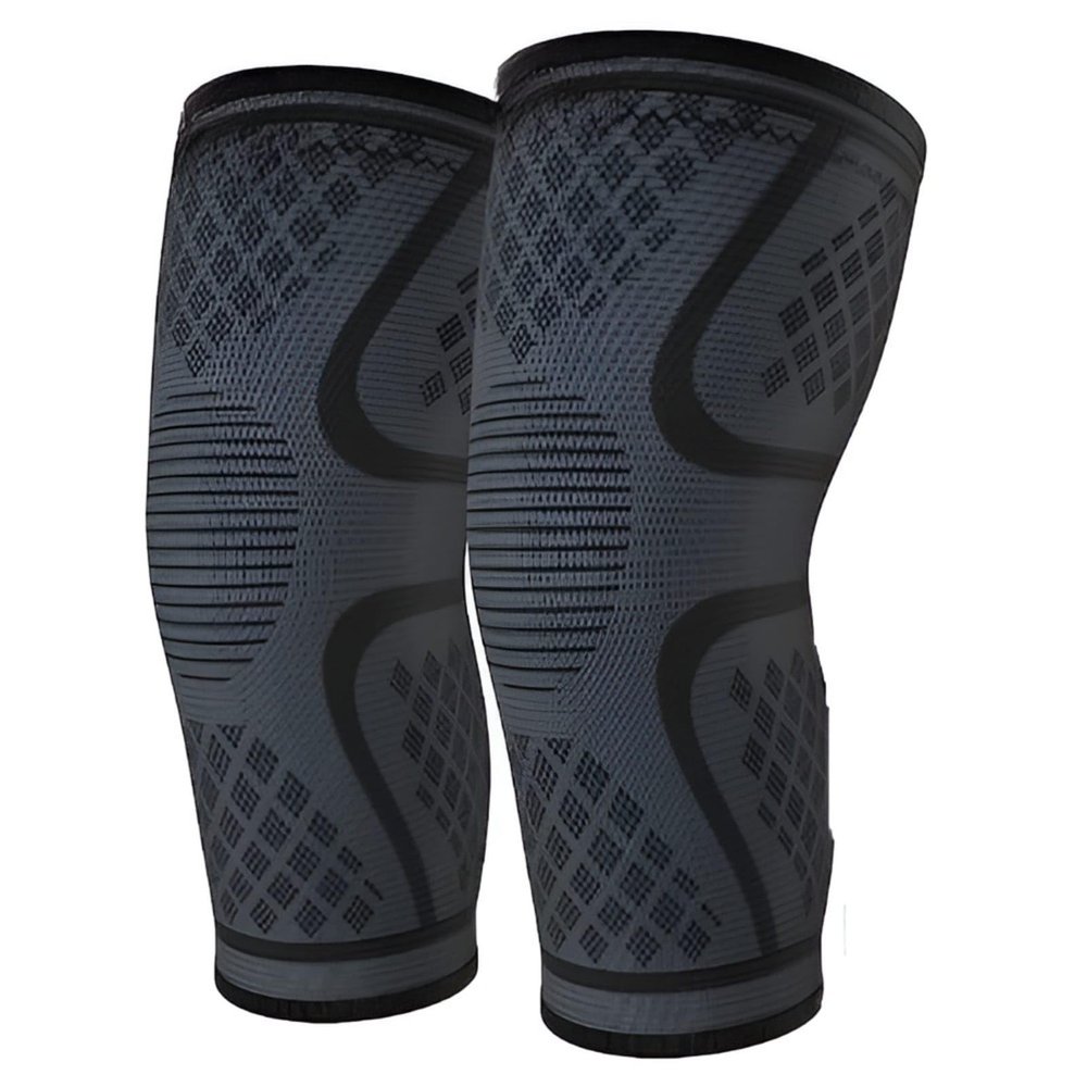 3D Knee cap Compression Support for Gym Running Cycling Sports Jogging Workout Pain Relief Exercise (LARGE, BLACK, PACK OF 1 PAIR)
