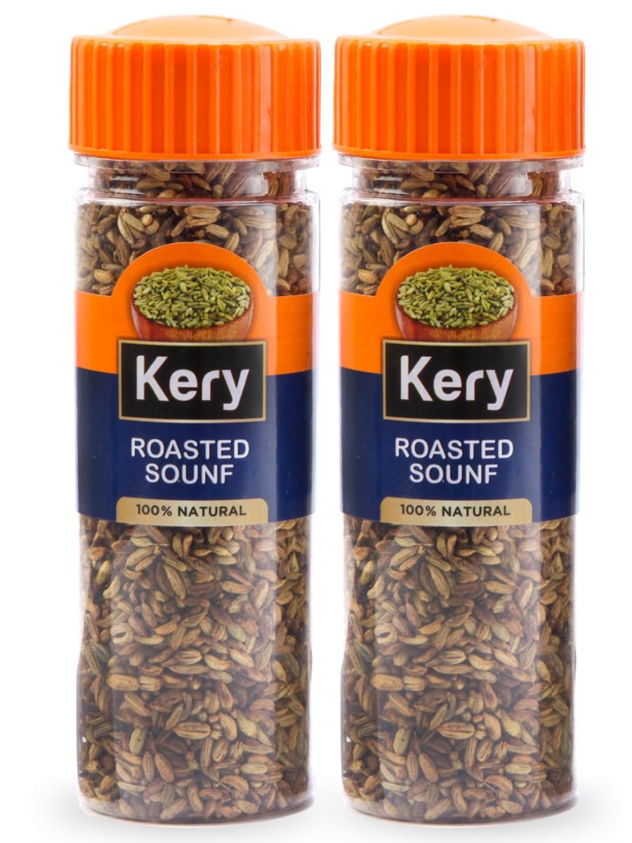 Kery Roasted Saunf Mukhwas Mouth Freshener, 100% Natural Digestive Mukhwas 60g x 2 bottle (After Meal Mouth Freshner)
