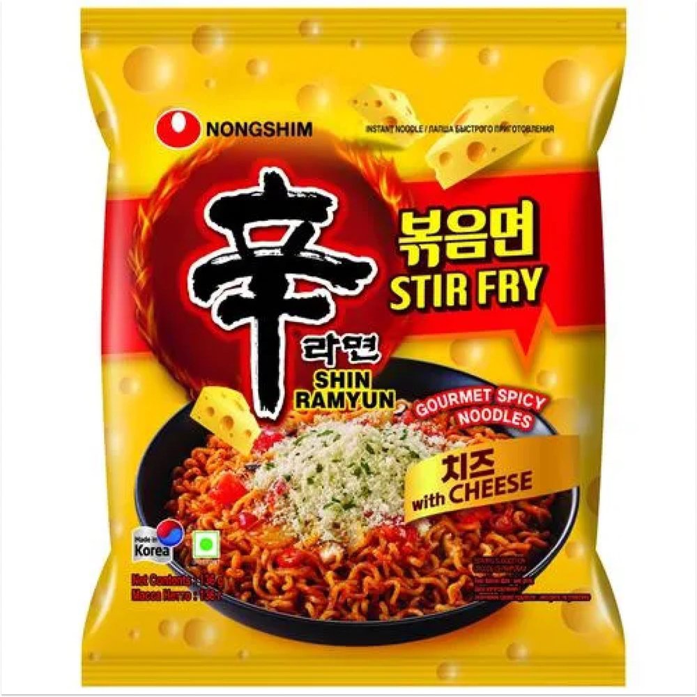 Nongshim Shin Ramyun Stir Fry Gourmet Spicy Noodles with Cheese, 4.8 oz  136 g