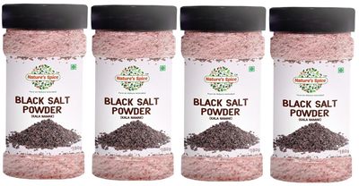 Nature's Spice Black Salt - 720 Grams Combo Pack of 4 x 180 Grams 100% Pure & Natural Kala Namak