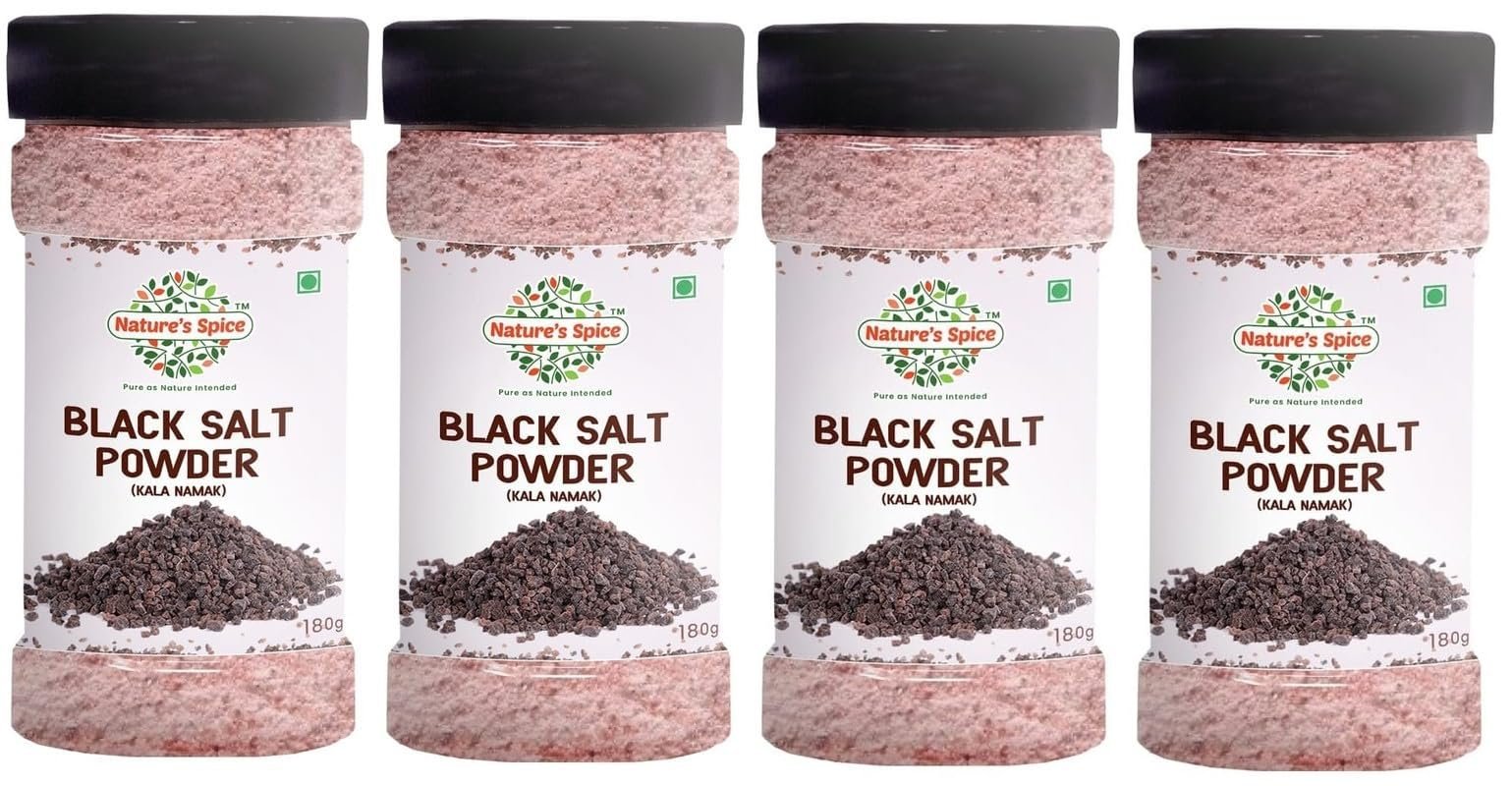 Nature's Spice Black Salt - 720 Grams Combo Pack of 4 x 180 Grams 100% Pure & Natural Kala Namak