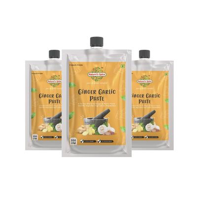 Nature's Spice Ginger Garlic Paste  Pack of 3 (200g Each) Thick & Coarse Adrak Lahsun Mix for Cooking | Natural, Aromatic & Flavorful | Perfect for Curries, Sauces, Indian Recipes & Daily Cooking