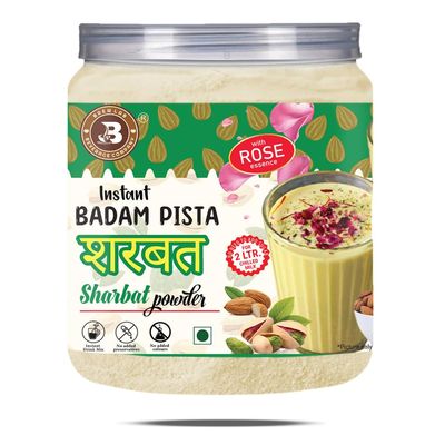 Brew Lab Badam Pista Sharbat With Rose Essence | Instant Drink Mix Real Taste Of Sharbat (250 g)