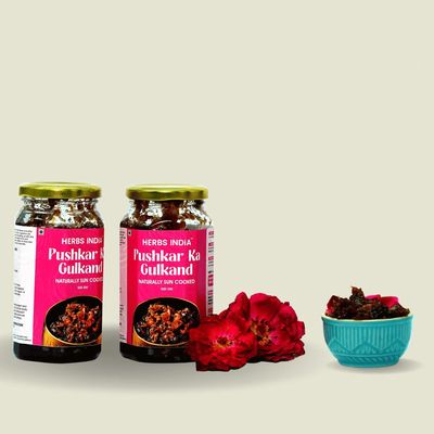HERBS INDiA Pushkar Ka Gulkand- Sun Cooked | No Added Preservatives and Colours | Homemade-Pack of 2(1000gm)