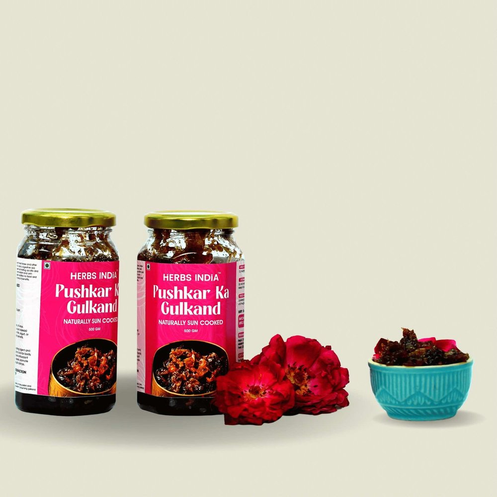 HERBS INDiA Pushkar Ka Gulkand- Sun Cooked | No Added Preservatives and Colours | Homemade-Pack of 2(1000gm)