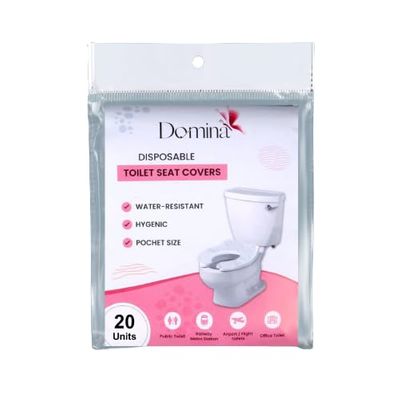 DOMINA Disposable Toilet Seat Covers - 45cmx37cm | Water Resistant, No Direct Contact with Unhygienic Seats | Easy To Dispose | Nature Friendly (20 Piece Each Packet) (Pack of 1)