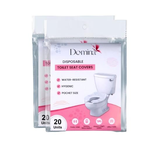 DOMINA Disposable Toilet Seat Covers - 45cmx37cm | Water Resistant, No Direct Contact with Unhygienic Seats | Easy To Dispose | Nature Friendly (20 Piece Each Packet) (Pack of 2)
