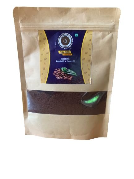 Baakaad Coffee , Graded Beans, Roasted Powder, 80% Coffee 20% Chikory,500 Gm, Bag