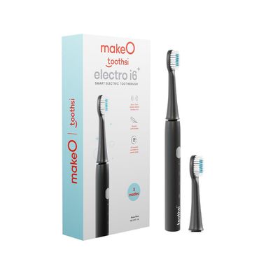 Toothsi Electro Sonic Electric Toothbrush | Smart Electric Toothbrush for Men & Women | with 6 Modes & 5 Brush Heads | IPX 7 Waterproof | Rechargeable | Oral Care (Black, i6)