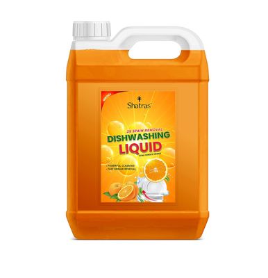 Shatras Dishwash Liquid Gel Orange Can Jar, Kitchen Utensil Cleaner Removes Grease & Oil Dishwashing Detergent-5L