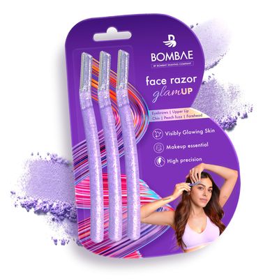 Bombae Glam-up Reusable Beauty Face Razor for Women Facial Hair - 3 | For Eyebrows, Upper Lip, Chin, Peach Fuzz, Forehead, Unibrow, Sideburns | Perfect for makeup base