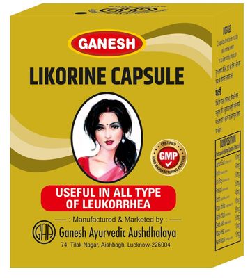 GANESH AYURVEDIC AUSHDHALAYA Likorine Capsules - Solution For Leucorrhea - (Only For Female) 42 capsule