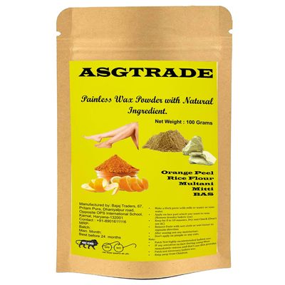 ASGTRADE Orange Herbal Hair Removal Wax Powder Instant Organic Natural Waxing For Women & Men All Hair & Skin Types Hands, Legs, Underarms, Bikini Area (100 g)