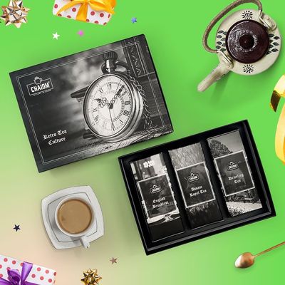 Chaiom - Retro Tea Culture 420g | Tea Gift boxes Combo 3 Exclusive Pack Of Darjeeling Tea, Assam Tea, English Breakfast Tea | Traditional chai tea | 60 Cup Tea