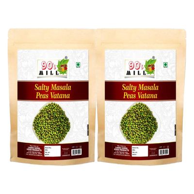 90's MILL Masala Matar | Bhuna Masala Green Matar | Spicy Roasted Peas | Crunchy Green Matar | Chakhna Snacks Spicy Healthy Authentic Indian Snacks | Bachcho Ka Favourite Savoury Snack-1Kg*2Pack