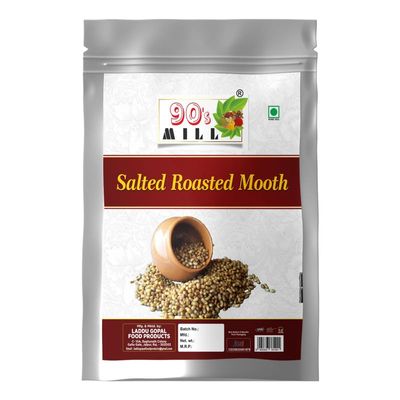 90's MILL Natural Healthy Roasted Moth Matki Snack/Organic Moth Whole Roasted Sprouted Sabut Unpolished Dal Savoury Snack | Roasted Dew bean Snack | Trukesh gram Namkeen Snack-250 * 1Pack