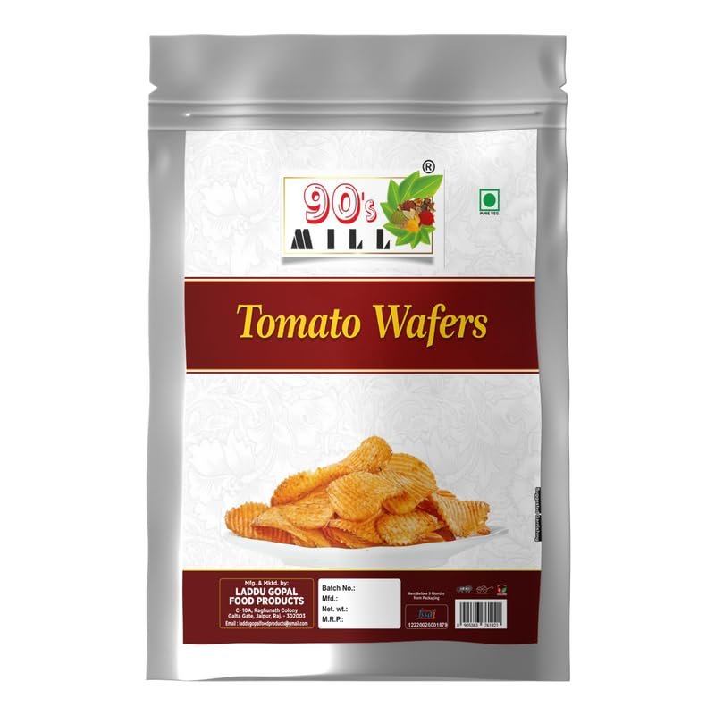 90's MILL Authentic indori Namkeen Aloo Chips/Potato Chips Wafers | Original Style Chilli Sprinkled, Potato Chips | Tomato Tango Flavour, Crunchy Chips & Snacks Wafers-850g*1Pack