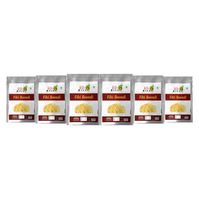 90's MILL Boondi Nugrey for Raita | Rayta Bundi | Crunchy Snacks | Summer Daily Rita Essential Nukti Boondi Bundi | Ready to Use Namkeen Snack | No Preservative & Food Colours-1Kg*6Pack