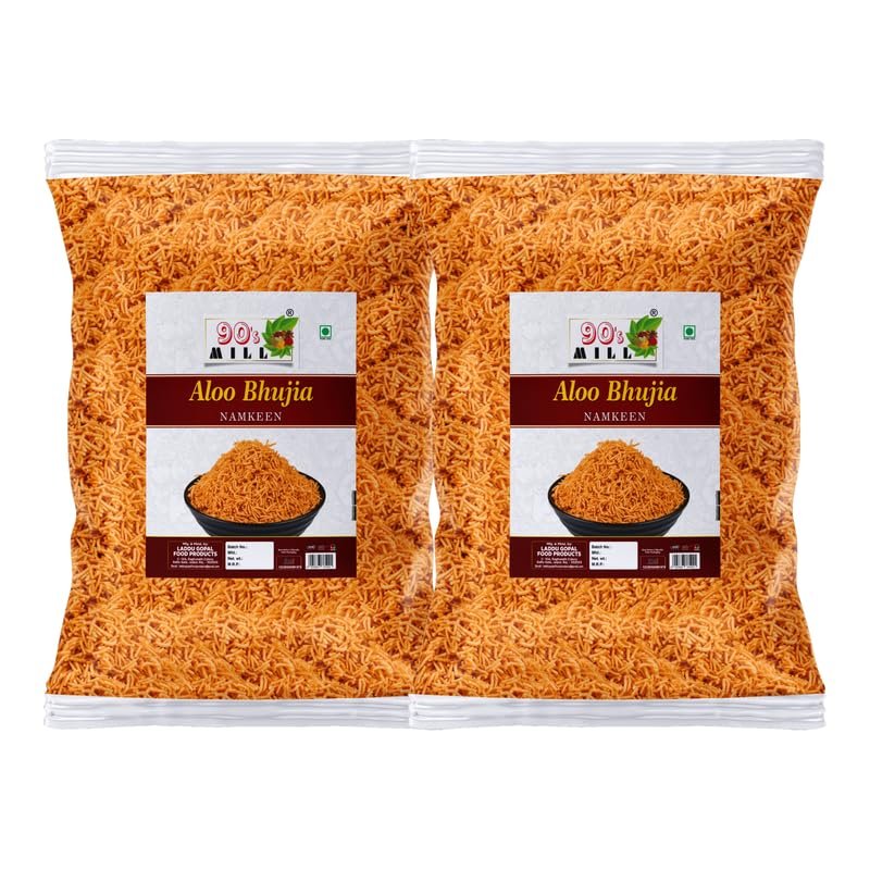 90's MILL Marwar Rajapuri Aloo Bhujiya Bhujia||Aloo bhjiya Bhujia Bhujiya Namkeen Snack| Thakkali Flavour Festive Season Crunchy Snack Alu BHUJIYA BHUJIA Namkeen Savoury Snack-420g*2Pack