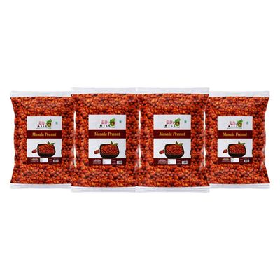 90's MILL Peanut - Salted Masala Moongfali | Nut Cracker Namkeen Snack | Sing - Masala Peanuts Fried Spicy Mungfali | Kutchi Bhachau Dabeli Special Singdana Healthy Namkeen-1Kg*4Pack