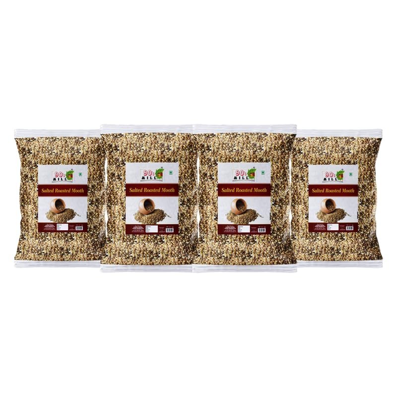 90's MILL Authentic Namkeen Roasted Moth Matki Namken Snack | Crunchy Tea Time Breakfast Snack | Chatpata Salty Masala Muth Matki Moth bean Party Snack | Cocktail Chakhna Party Snack-1Kg*4Pack