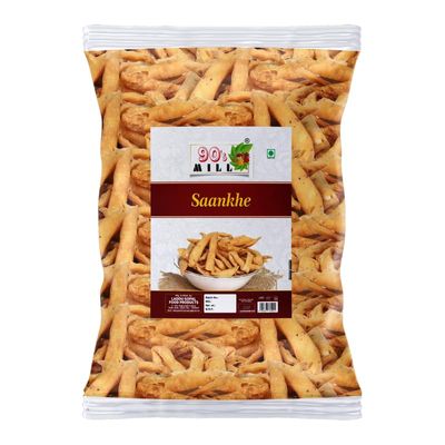 90's MILL Saankhe Sankhe Mathri Finger shaped snack Mathri | Tea Time Popular Namkeen Snack | Ajwain Khasta Namkeen Snack Mathri | Raksha Bandhan Diwali Namkeen Savoury Snack-250 * 1Pack
