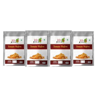 90's MILL Classic Tomato & Cheese Potato Chip Aloo Chips Aloo Wafers | Wafers Party Snacks - Tomato & Cheese Flavored Potato Chips Fried Potato Chips Wafers Indian Snacks-1Kg*4Pack