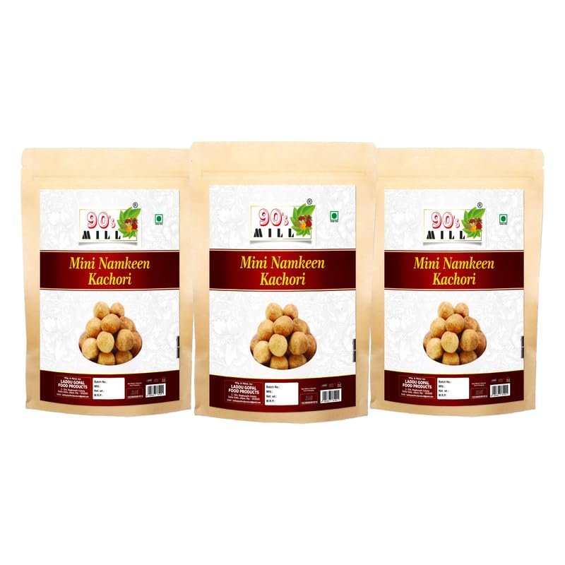 90's MILL Aslee Marwar Ka Masala Kachori | Namkeen Masala Kachaudee | Classic Mini Kachauri with Exquisite Fillings Irresistibly Crunchy for Perfect Snacking||Fry in Peanut oil-250 * 3Pack