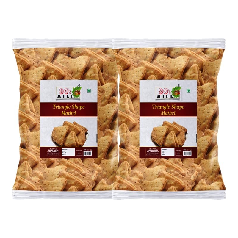 90's MILL Ajwain Mathri Special Khasta Mathari Mathri Dahi papadi Mathri Snacks, Healthy Snacks, Homemade Crispy Breakfast Mathri Festival Season Diwali Rakhi Snack and Namkeen-900g*2Pack