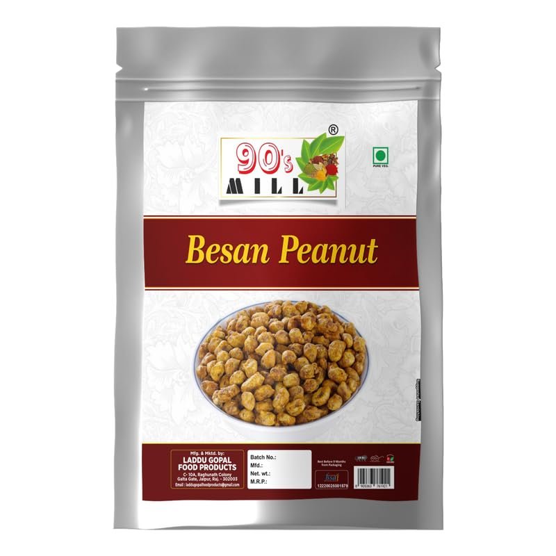 90's MILL Baeshun Java peanuts Tasty Spicy Coated Peanuts Namkeen Besan Coated Masala Peanuts||Spicy Chakna Teatime wholesome snack||Festival Season Diwali Rakhi Namkeen Snack-900g*1Pack