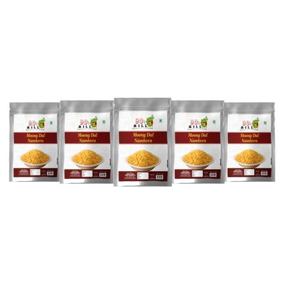 90's MILL Moong Dal Salted Nagpur Classic Plain Moong Dal Namkeen Snack | Crispy Crunchy Ready to eat Raksha Bandhan Holi Diwali Healthy Namkeen Snack | Bachcho Ka Favourite Snack-1Kg*5Pack
