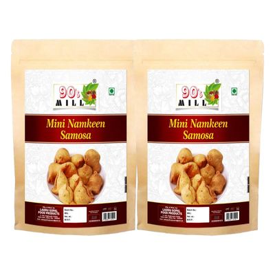 90's MILL Kathiawari Namkeen Mini Samosa Fried in Moongfali oil||Bachcha Samosa with Exquisite Fillings||Irresistibly Crunchy Samosas for Perfect Snacking||Tea Time Gujarati Snack-850g*2Pack