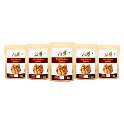 90's MILL Authentic Nagpuri Masala Mini Samosa Namkeen | Perfect Choice for Snacks Party | Spicy Crispy Patty | Samosa Nashta Naashta | Filled with Baked Roasted Moong Mung Dal-850g*5Pack