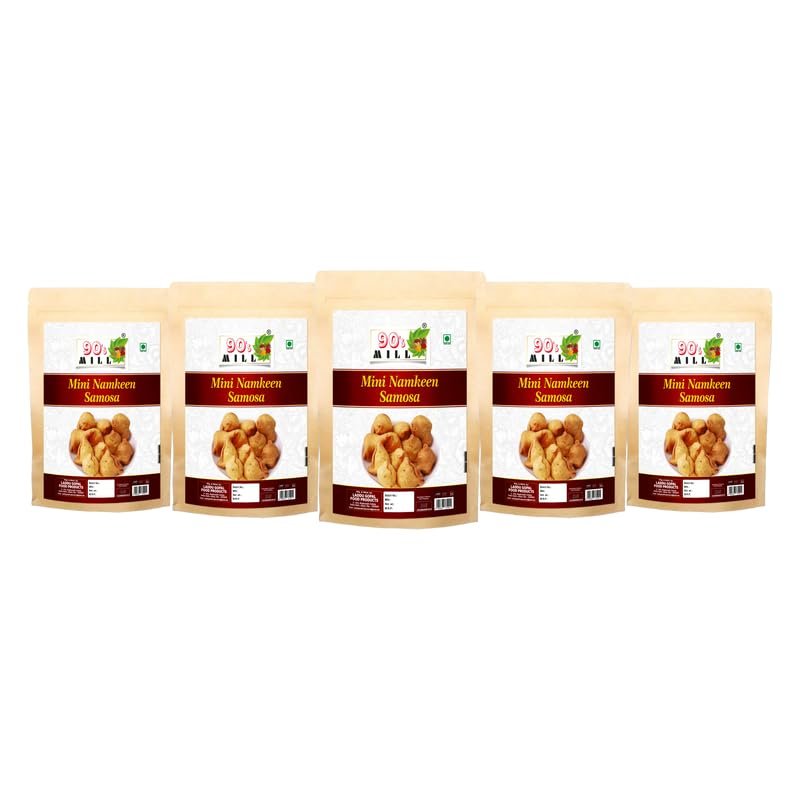 90's MILL Authentic Nagpuri Masala Mini Samosa Namkeen | Perfect Choice for Snacks Party | Spicy Crispy Patty | Samosa Nashta Naashta | Filled with Baked Roasted Moong Mung Dal-850g*5Pack