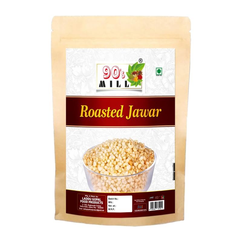 90's MILL Oil Free Jowar Puffs Roasted Sorghum Puffs The KING OF MILLETS Jowar Snack | High Fibre, Gluten Free, Low Calorie Snack/Bachcho Ka Favourite Healthy Roasted Snack-250 * 1Pack
