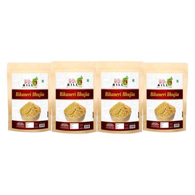 90's MILL Authentic Bikaneri Bhujia Low Fat bikaneri bhujia sev Namkeen with Dew beans,gram flour and indian Spices||All time favourite indian snacks/Namkeen||Ready to eat Namken-1Kg*4Pack