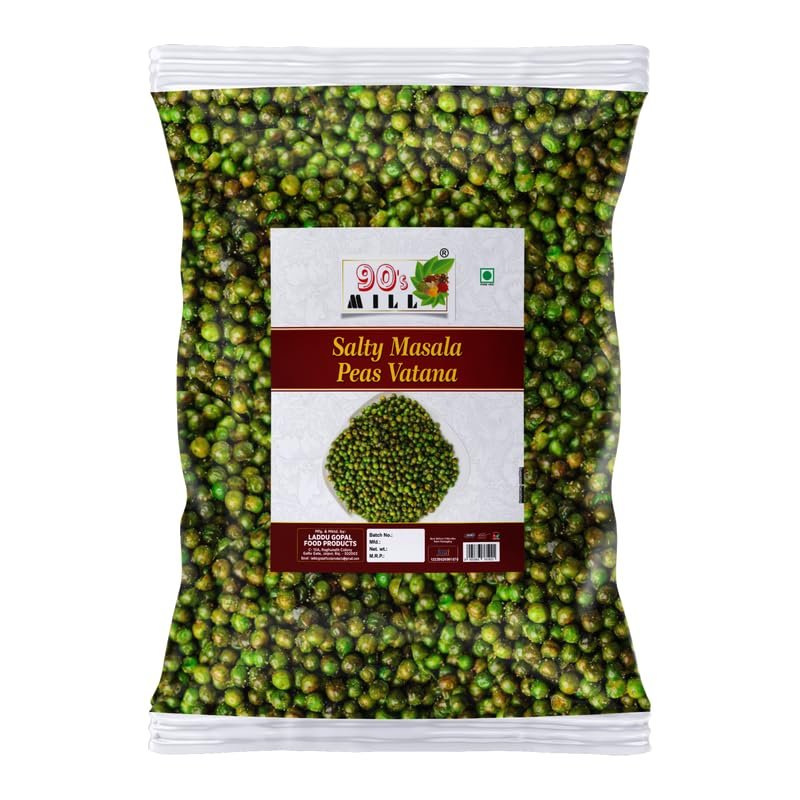 90's MILL Namkin Matar Vatana Tasty and Crunchy Chatpata Salty Masala Green Matar Party Snack|Green Salty & Spicy Masala Peas/Vatana/Matar Namkeen||Festive Season Savoury Snack-300g*1Pack