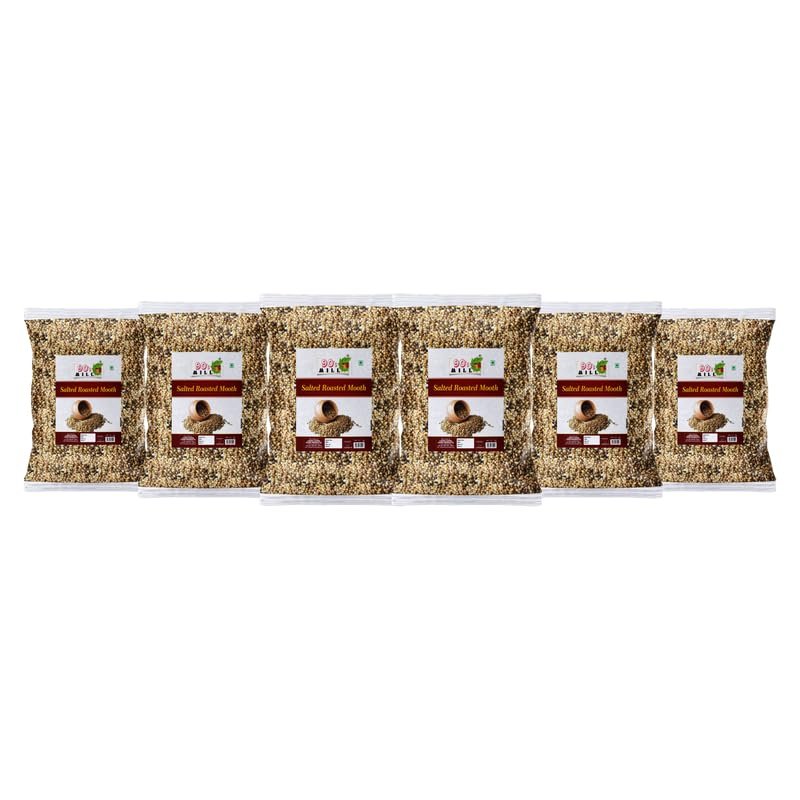 90's MILL Nagpur Chatpata Moth Matki Roasted | Roasted Salted Whole Muth/Matki/Sprouted Roasted Salted Moth bean Namkeen Snack | Roasted Dew Bean Namkeen Savoury Snack-1Kg*6Pack